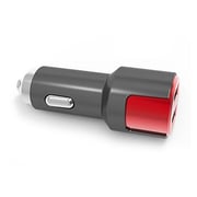 E-Strong Dual USB Car Charger With iPhone Cable Black/Red 3.1A
