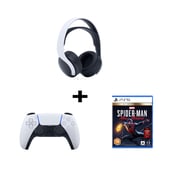Sony PlayStation Pulse 3D Wireless Headset for PS5, White+ DualSense Wireless Controller+ Spider-Man: Miles Morales - Ultimate Edition (PS5)