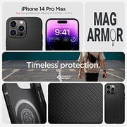 Spigen Mag Armor (MagFit) compatible with Magsafe designed for iPhone 14 Pro Max case cover (2022) - Matte Black