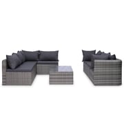 Vidaxl 8 Piece Garden Lounge Set With Cushions Poly Rattan Grey Vidaxl 8 Piece Garden Lounge Set With Cushions Poly Rattan Grey