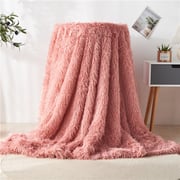 LUNA HOME Soft Fluffy Fur Blanket, Old Rose Color LUNA HOME Soft Fluffy Fur Blanket, Old Rose Color