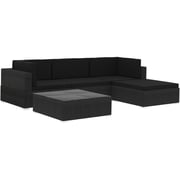 Vidaxl 5 Piece Garden Lounge Set With Cushions Poly Rattan Black Vidaxl 5 Piece Garden Lounge Set With Cushions Poly Rattan Black