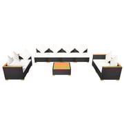 Vidaxl 9 Piece Garden Lounge Set With Cushions Poly Rattan Black Vidaxl 9 Piece Garden Lounge Set With Cushions Poly Rattan Black
