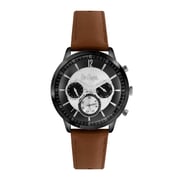 Lee Cooper, LC06979.064, Mens Analog Watch, Black Dial Multi-Function 3 Hands Brown Leather Strap