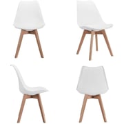 Mahmayi Retro Dining Side Mid Century Modern Chairs Durable Pu Cushion With Solid Wooden Legs, Set Of 4, White Mahmayi Retro Dining Side Mid Century Modern Chairs Durable Pu Cushion With Solid Wooden Legs, Set Of 4, White