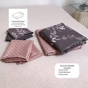 LUNA HOME King Size 6 Pieces set, Reversible Leaves Design Dark Truffle Bedding Set Without Filler. LUNA HOME King Size 6 Pieces set, Reversible Leaves Design Dark Truffle Bedding Set Without Filler.