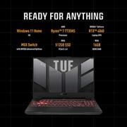 Asus TUF Gaming A15 Gaming (2023) Laptop - AMD Ryzen 7-7735HS / 15.6inch FHD / 512GB SSD / 16GB RAM / 8GB NVIDIA GeForce RTX 4060 Graphics / Windows 11 Home / English & Arabic Keyboard / Mecha grey / Middle East Version - [FA507NV-LP023W]