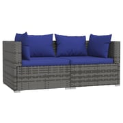 vidaXL 2-Seater Sofa with Cushions Grey Poly Rattan vidaXL 2-Seater Sofa with Cushions Grey Poly Rattan