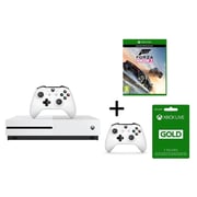 Microsoft Xbox One S Console 500GB White With Forza Horzon 3 Game CD + Extra Wireless Controller + 3 Months Live Gold Membership