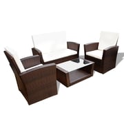 Vidaxl 4 Piece Garden Lounge Set With Cushions Poly Rattan Brown Vidaxl 4 Piece Garden Lounge Set With Cushions Poly Rattan Brown