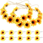 Boao Sunflower Headband Wreath Crown And Hair Clips Hairpins For Women Accessories - 2 Pieces