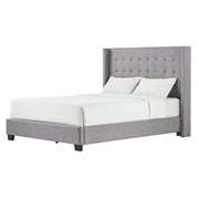 Melina Tufted Linen Wingback Queen Bed without Mattress Grey