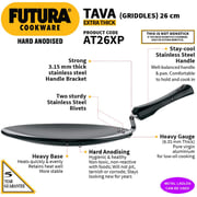 Hawkins Futura Hard Anodised Tawa With Plastic Handle, 26cm, 6.35mm Thick, Black Hawkins Futura Hard Anodised Tawa With Plastic Handle, 26cm, 6.35mm Thick, Black