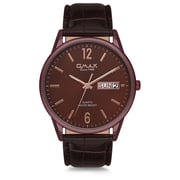 Omax Classic Series Brown Leather Analog Watch For Men JD01F55I