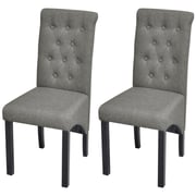 vidaXL 2 Dining Chairs Fabric Upholstery Dark Grey High Back vidaXL 2 Dining Chairs Fabric Upholstery Dark Grey High Back