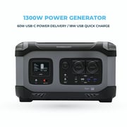 Powerology 392000mAh Power Generator 1300W 60W USB-C Power Delivery 18W USB Quick Charge - Black