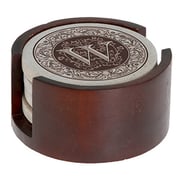 Thirstystone Monogram 4 Piece Coaster Set With Circular Holder, Multicolor Thirstystone Monogram 4 Piece Coaster Set With Circular Holder, Multicolor