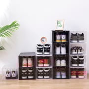 1CHASE Shoe Storage Box, Stackable Storage Organizer Boxes Drop Front - Black (2 Box Set) 1CHASE Shoe Storage Box, Stackable Storage Organizer Boxes Drop Front - Black (2 Box Set)