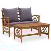 Vidaxl 2 Piece Garden Lounge Set With Cushions Solid Acacia Wood Vidaxl 2 Piece Garden Lounge Set With Cushions Solid Acacia Wood