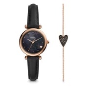 Fossil ES4506SET Carlie Mini Three-Hand Black Leather Watch and Bracelet Box Set Fossil ES4506SET Carlie Mini Three-Hand Black Leather Watch and Bracelet Box Set