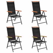 vidaXL Folding Garden Chairs 4 pcs Aluminium and Textilene Black vidaXL Folding Garden Chairs 4 pcs Aluminium and Textilene Black