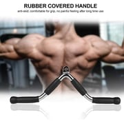 ULTIMAX V Rubber End Cable Machine Attachment Barbel Machine Cable Attachment Pro Grip Revolving Non Slip Handle Bar Pro Grip Revolving pull down Lat Bar-Silver, for Bicep Tricep