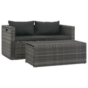 Vidaxl 6 Piece Garden Lounge Set With Cushions Poly Rattan Grey Vidaxl 6 Piece Garden Lounge Set With Cushions Poly Rattan Grey