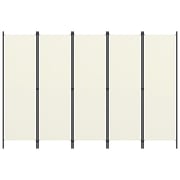 Vidaxl 5-panel Room Divider Cream White 250x180 Cm Vidaxl 5-panel Room Divider Cream White 250x180 Cm