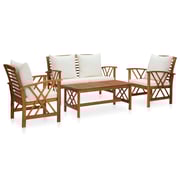 vidaXL 4 Piece Garden Lounge Set with Cushions Solid Acacia Wood vidaXL 4 Piece Garden Lounge Set with Cushions Solid Acacia Wood