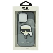Karl Lagerfeld Saffiano Karl'S Head Patch Hard Case For Iphone 14 Pro Silver
