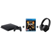 Sony PS4 Slim Gaming Console 1TB Black + Call Of Duty Black Ops 4 Game + PlayStation 4 Gold Headset Sony PS4 Slim Gaming Console 1TB Black + Call Of Duty Black Ops 4 Game + PlayStation 4 Gold Headset