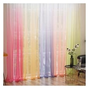 Ombre Design Sheer Window Curtain Set of 2pcs Green Color
