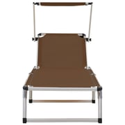 vidaXL Folding Sun Lounger with Roof Aluminium and Textilene Brown vidaXL Folding Sun Lounger with Roof Aluminium and Textilene Brown