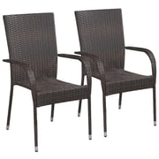 Vidaxl Stackable Outdoor Chairs 2 Pcs Poly Rattan Brown
