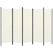 Vidaxl 5-panel Room Divider Cream White 250x180 Cm Vidaxl 5-panel Room Divider Cream White 250x180 Cm