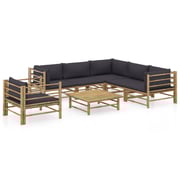 vidaXL 7 Piece Garden Lounge Set with Dark Grey Cushions Bamboo vidaXL 7 Piece Garden Lounge Set with Dark Grey Cushions Bamboo