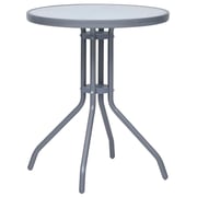 vidaXL Garden Table Light Grey 60 cm Steel and Glass vidaXL Garden Table Light Grey 60 cm Steel and Glass