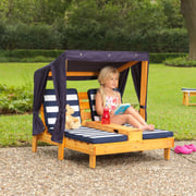 KidKraft Double Chaise Lounge with Cup Holders - Honey & Navy