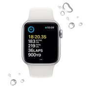 Apple Watch SE 2nd Gen (GPS) 40mm Silver Aluminum Case with White Sport Band - S/M - Silver