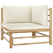 vidaXL 2 Piece Garden Lounge Set with Cream White Cushions Bamboo vidaXL 2 Piece Garden Lounge Set with Cream White Cushions Bamboo