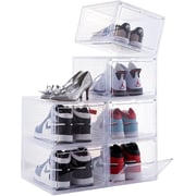 1CHASE shoe Storage Box , Drop Front Stackable Transparent Shoe Box With Clear Door, Storage Organizer For Sneaker Display,easy Assembly,fits Up To Uk Size 44(13.4”x 9.8”x 7.4”)6pcs Set 1CHASE shoe Storage Box , Drop Front Stackable Transparent Shoe Box With Clear Door, Storage Organizer For Sneaker Display,easy Assembly,fits Up To Uk Size 44(13.4”x 9.8”x 7.4”)6pcs Set