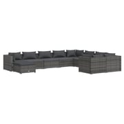 vidaXL 10 Piece Garden Lounge Set with Cushions Poly Rattan Grey vidaXL 10 Piece Garden Lounge Set with Cushions Poly Rattan Grey