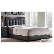 Lusso Tufted Black Faux Leather King Bed without Mattress Black
