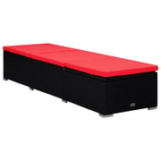 vidaXL Sun Lounger with Cushion and Tea Table Poly Rattan Red vidaXL Sun Lounger with Cushion and Tea Table Poly Rattan Red