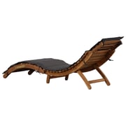 vidaXL Sun Lounger with Cushion Solid Acacia Wood Dark Grey