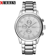Curren CRN8046-SLVR/WHT- Quartz Men's Waterproof Stainless Steel Watch