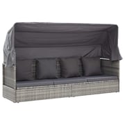 vidaXL Garden Lounge Bed with Roof Mixed Grey Poly Rattan vidaXL Garden Lounge Bed with Roof Mixed Grey Poly Rattan
