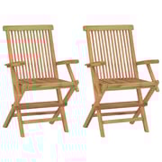 vidaXL Garden Chairs with Light Blue Cushions 2 pcs Solid Teak Wood vidaXL Garden Chairs with Light Blue Cushions 2 pcs Solid Teak Wood