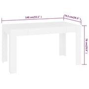 Vidaxl Dining Table White 140x74.5x76 Cm Engineered Wood Vidaxl Dining Table White 140x74.5x76 Cm Engineered Wood