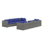 vidaXL 9 Piece Garden Lounge Set with Cushions Poly Rattan Grey vidaXL 9 Piece Garden Lounge Set with Cushions Poly Rattan Grey